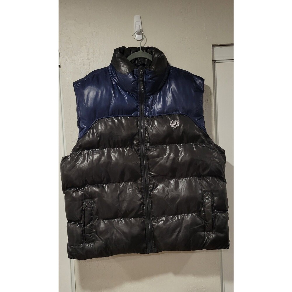 Vintage Phat Farm Classics Puffer Jacket Vest Blue Black Full-Zip XXL Y2K